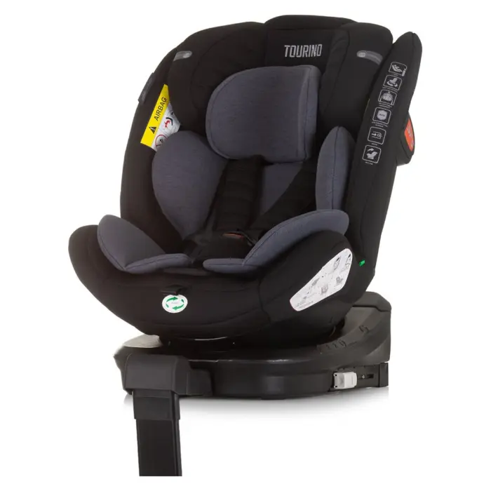 Karrige makine CHIPOLINO Tourino 360° i-Size me ISOFIX, 40-150 cm, obsidian, STKTRN02401OB