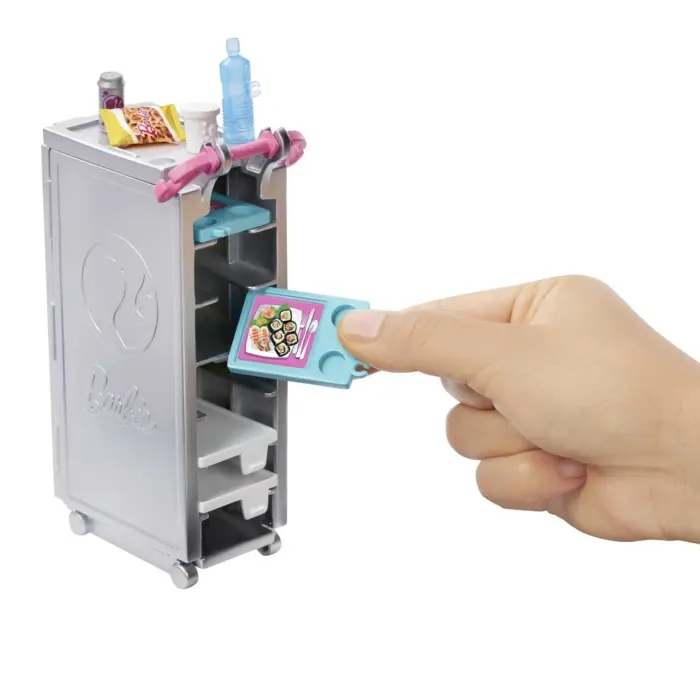 Barbie Авион за кукли Dreamplane, со кученце и количка за храна – слика 4