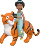 Princess Jasmine small doll and Rajah the tiger figure with seat, from the movie “Aladdin”