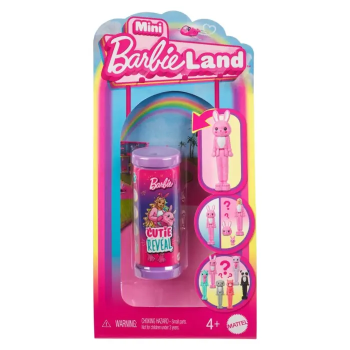 BARBIE Mini BarbieLand Cutie Reveal mini doll with pet and surprise, HYM25