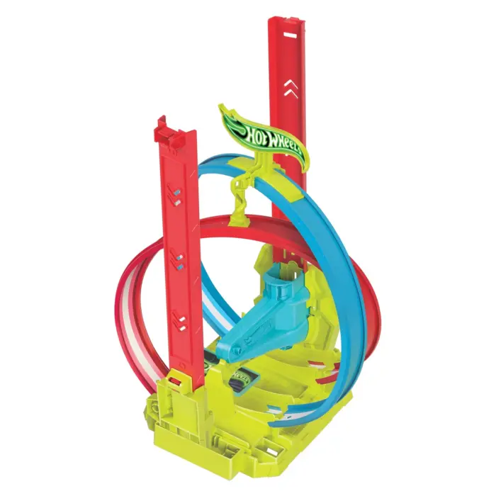 Hot Wheels Патека Neon Speeders Laser Stunt Slamway со двоен лупинг – слика 4