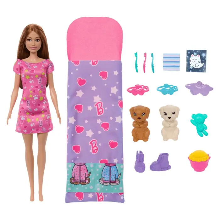 Barbie Set Festë me pizhama me shtëpizë