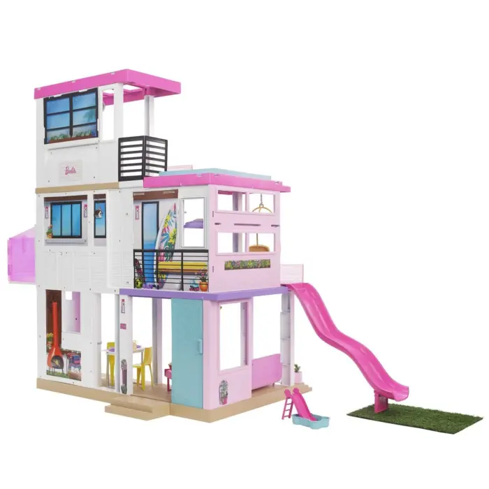 Barbie Куќа за кукли Dreamhouse со лифт, 3 ката и 75+ додатоци