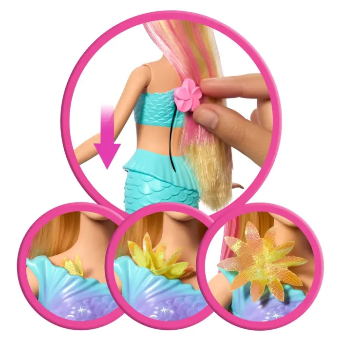 Barbie Sirenë magjike me lule, biondë