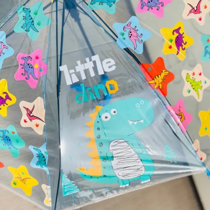 Children's transparent umbrella with dinosaurs and whistle on the handle, 65 x 82 cm – image 6