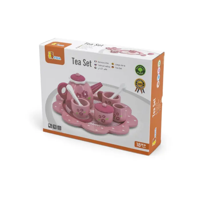 Дрвен чај и кафе сет „Pink Flower“ – Viga Toys (44543)