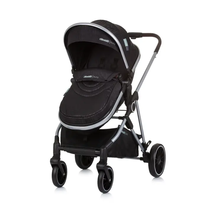 Baby Stroller AURA- Obsidian/Silver