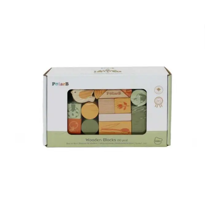 PolarB – Wooden Blocks (50 pieces) – Green Forest 44230