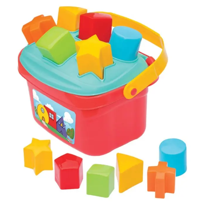 DEDE Baby bucket sorter with basket, 13 pieces, 03414