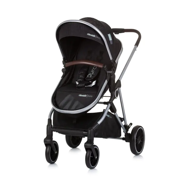 Baby Stroller AURA- Obsidian/Silver
