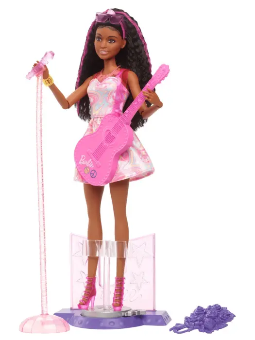 Barbie Кукла поп ѕвезда со гитара и сцена што се врти, 10 додатоци Barbie Кукла поп ѕвезда со гитара и сцена што се врти, 10 додатоци