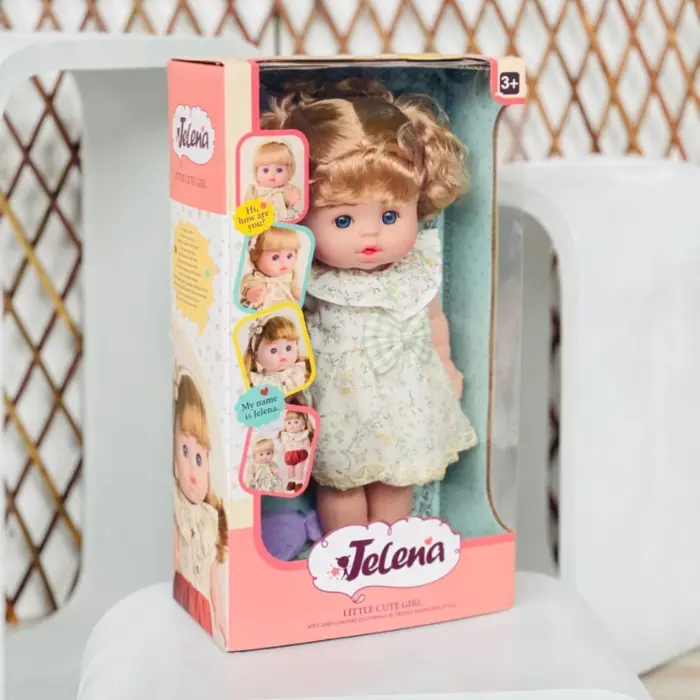 Kukull Jelena 30 cm me flokë bjonde, në kuti, modele të ndryshme