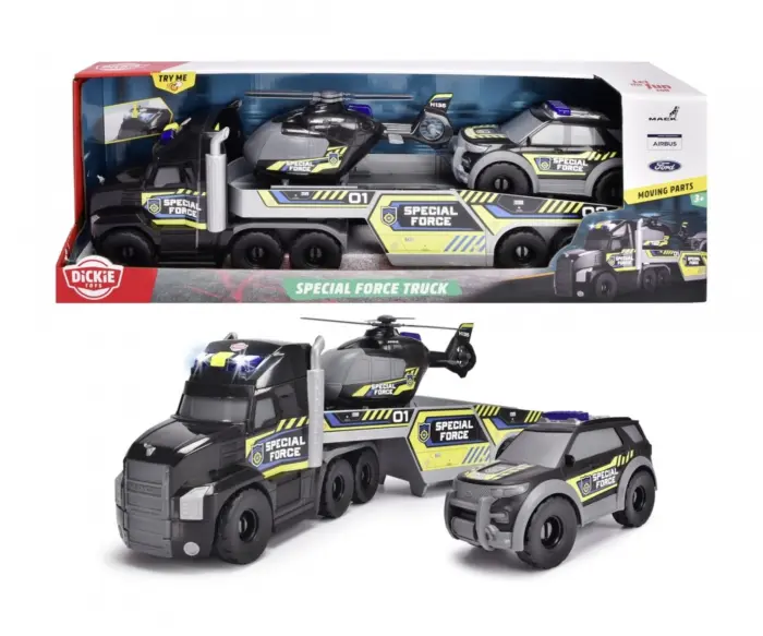 Dickie Toys Камион Special Force со хеликоптер и теренско возило, 70 cm