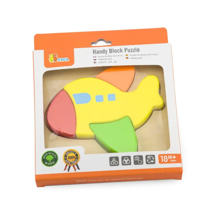 Viga Дрвена сложувалка Handy Block Puzzle Авион, дебели делови – слика 3