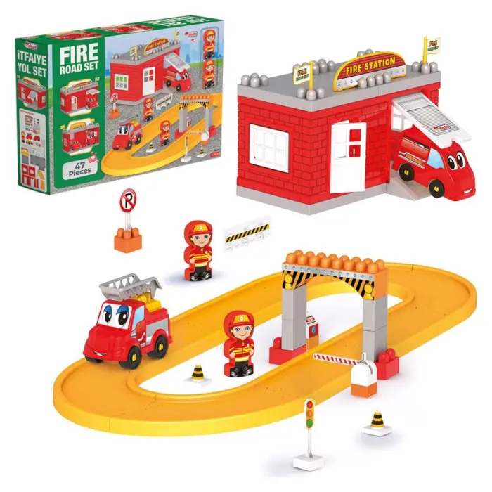 ak-03323-1 DEDE Fire Station block set with track, 47 pieces, 03323