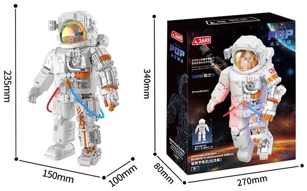 JAKI Коцки за градење астронаут Space POP со светло, 23,5 cm