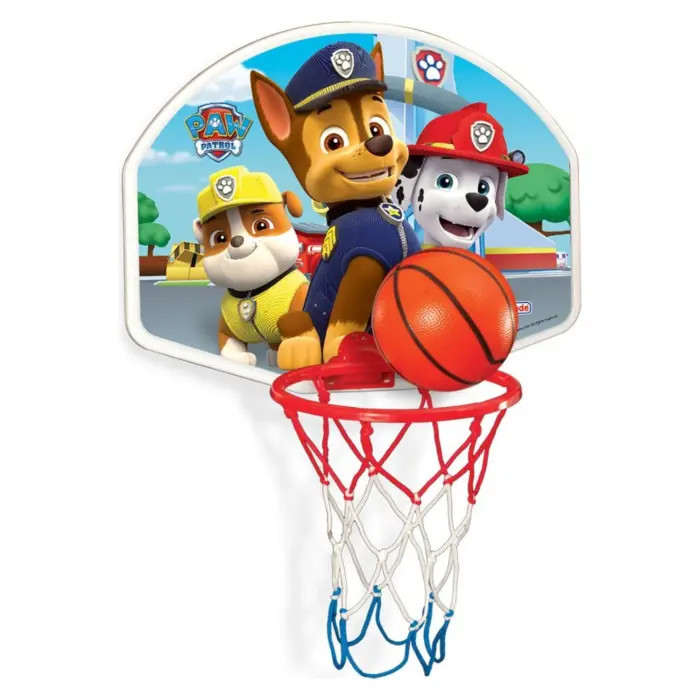 DEDE Кош за кошарка Paw Patrol, среден, за закачување, со топка, 03878