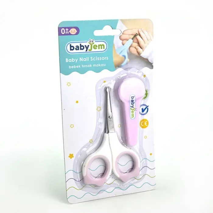 Baby Jem Ножички за нокти за бебе со заштитно капаче, розови – слика 3