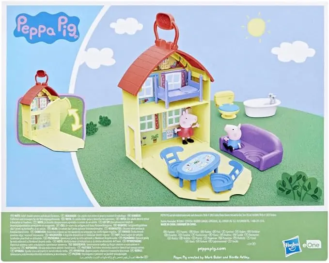 Peppa Pig – Peppa’s Carry‑Along House Playset, shtëpi portative me 2 figura dhe 7 aksesorë
