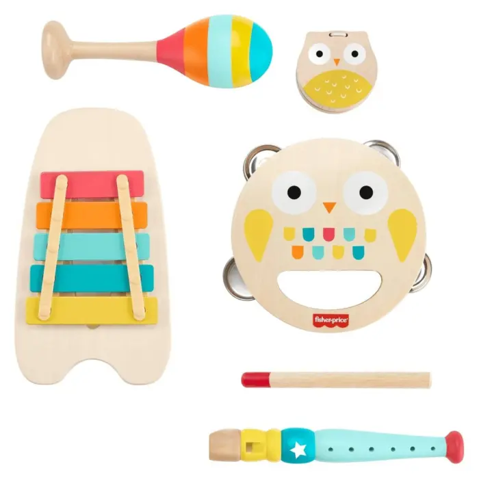 FISHER-PRICE Set muzikor prej druri Musical Gift Set, 5 instrumente, HXT90
