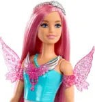 Kukull Barbie “Malibu” me 2 kafshë fantastike dhe fustan – nga seria Touch of Magic, me flokë të gjatë vjollcë