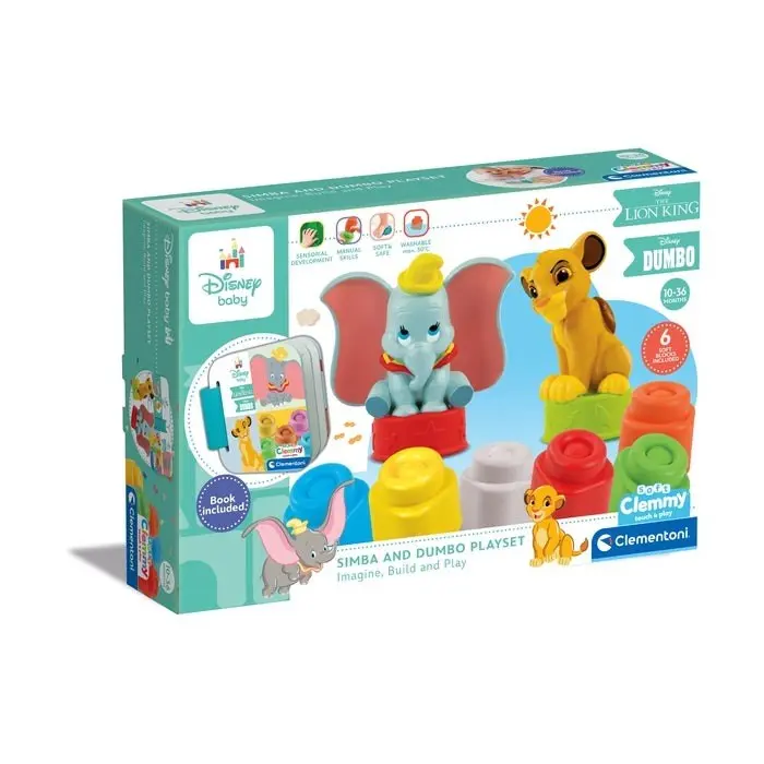 Clementoni Soft Clemmy Disney Baby Сет Simba и Dumbo со меки коцки и книга – слика 4