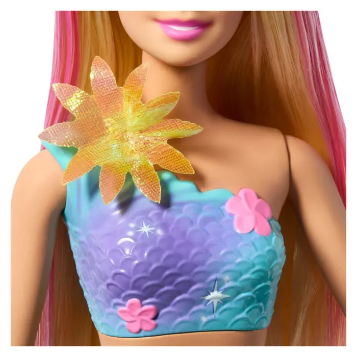 Barbie Sirenë magjike me lule, biondë