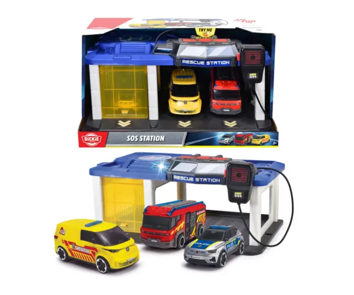 Dickie Toys Станица за спасување S.O.S Station со 3 возила, светло и звук – слика 5