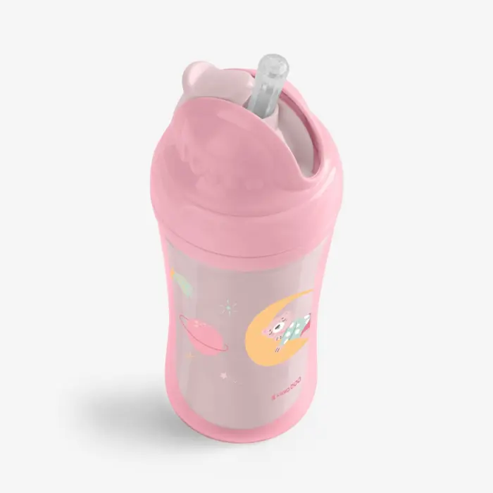 Kikka Boo Шише со силиконска цевка Moony Me, 220 ml, розево – слика 3