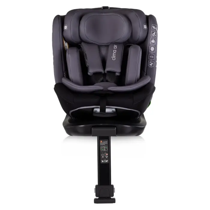 CHIPOLINO Clima Air 360° i-Size car seat with ISOFIX, heating and cooling, 40-150 cm, anthracite, STKCLA2504AN