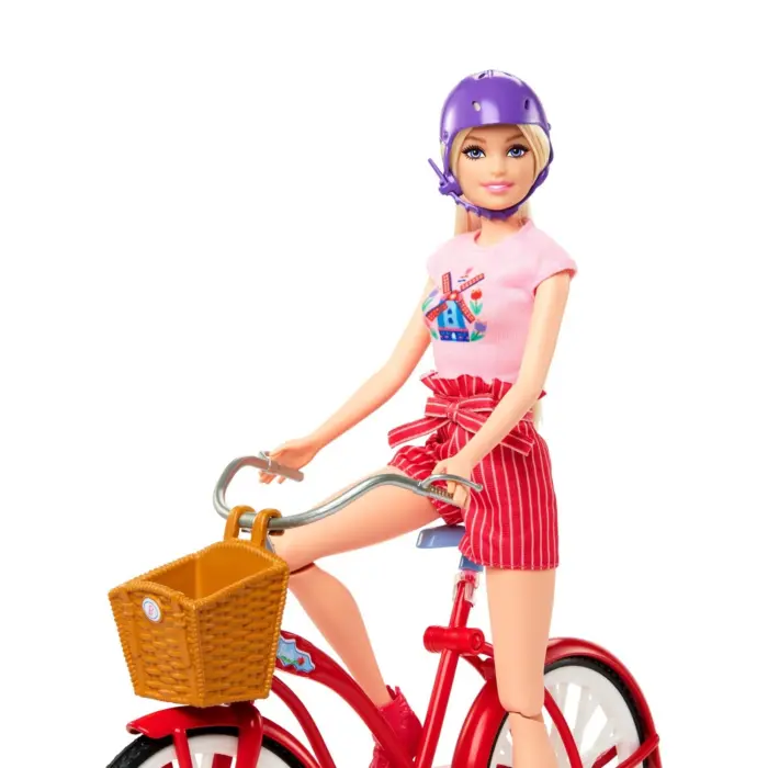 Barbie Кукла Pink Passport Холандија, со велосипед и кученце – слика 4
