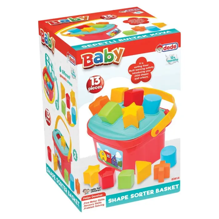 DEDE Baby bucket sorter with basket, 13 pieces, 03414