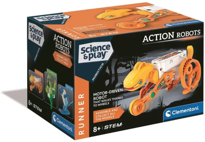 Clementoni Робот за склопување Science & Play Action Robots Runner, портокалов – слика 2