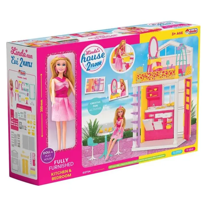 DEDE Linda 2-storey dollhouse, with doll, 03734