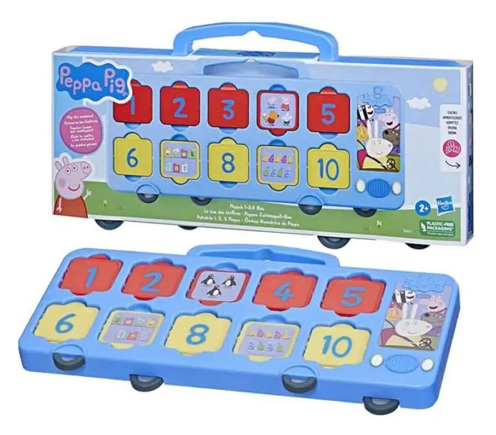 Hasbro Autobus edukativ Peppa Pig 1-2-3, me 10 dritare që hapen