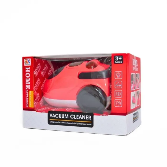 Kids' toy vacuum cleaner with light and suction, red – image 3