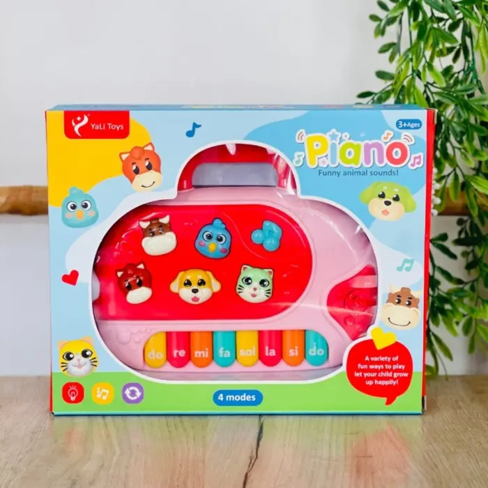 Piano muzikore me kafshë, 8 tastë shumëngjyrëshe, drita dhe tinguj – foto 4