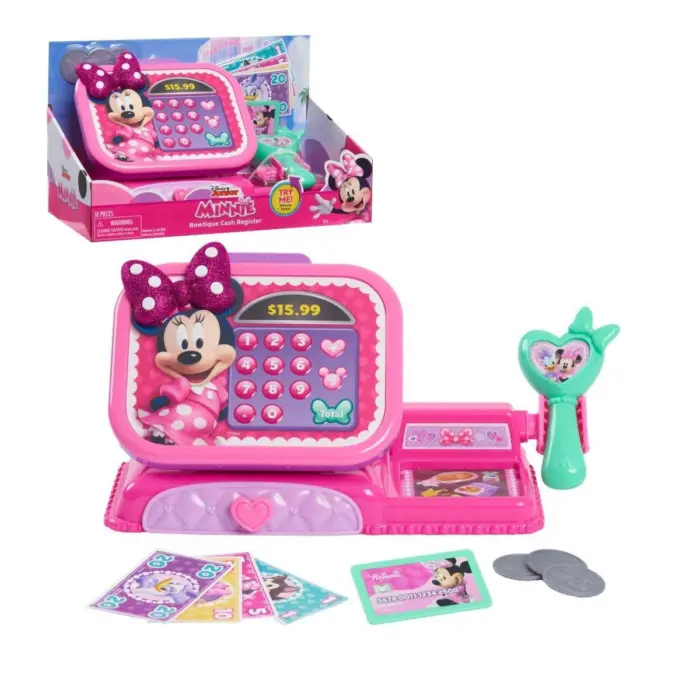 Just Play Детска каса Minnie Mouse Bowtique со скенер и звуци Just Play Детска каса Minnie Mouse Bowtique со скенер и звуци