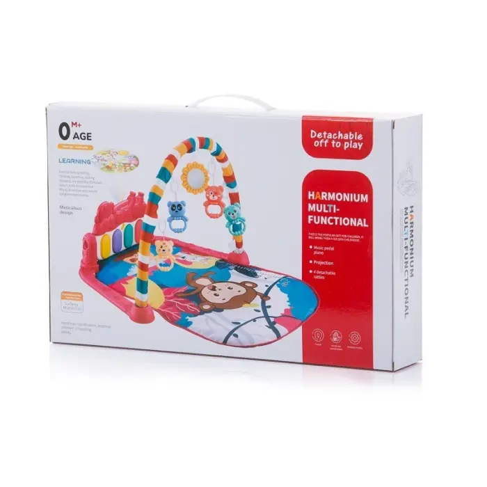 Chipolino Музичка подлога за играње Monkey со пијано и проектор, црвена – слика 5