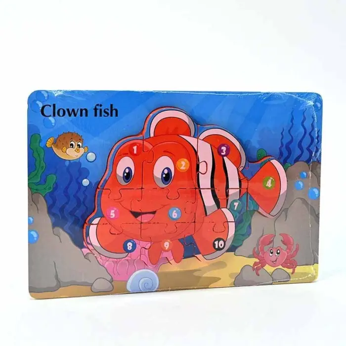 Sea World wooden puzzle with numbered pieces, 22 x 15 cm