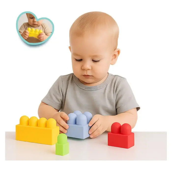 DEDE Baby Bloki soft building blocks in a tube, 28 pieces, 04099