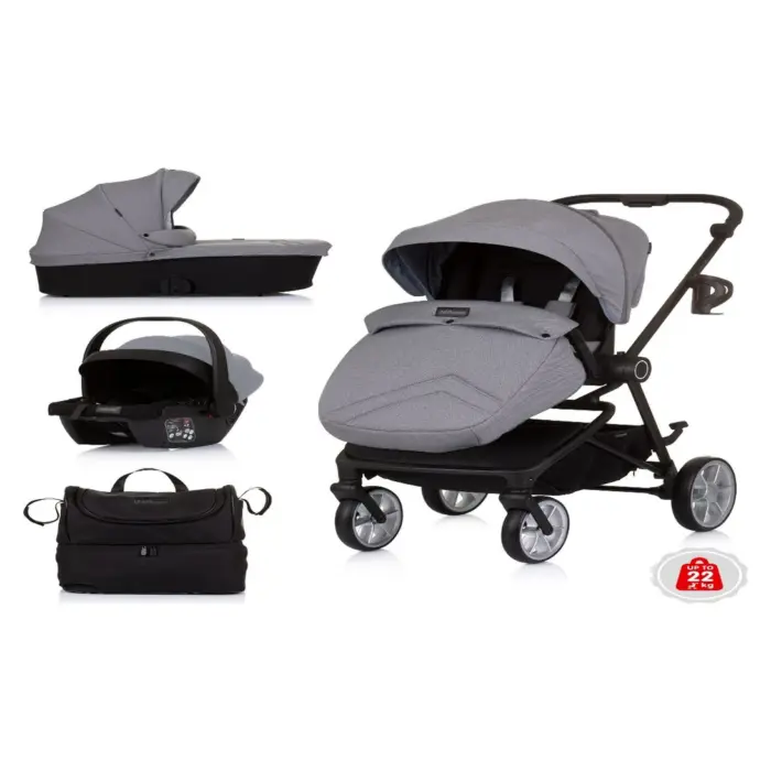 Chipolino Linea 3-in-1 baby stroller, Ash (grey)