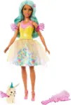 Barbie A Hidden Magic – kukull “Teresa” me fustan përrallor, flokë të valëzuara dhe krehër për lojë zbavitëse me stilizim