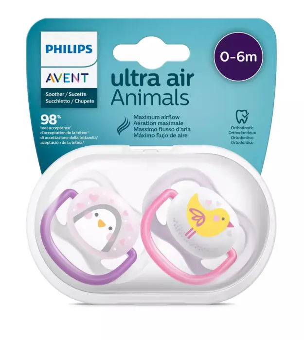 Philips Avent Çucël qetësuese ultra air Animals 0–6 muaj, 2 copë