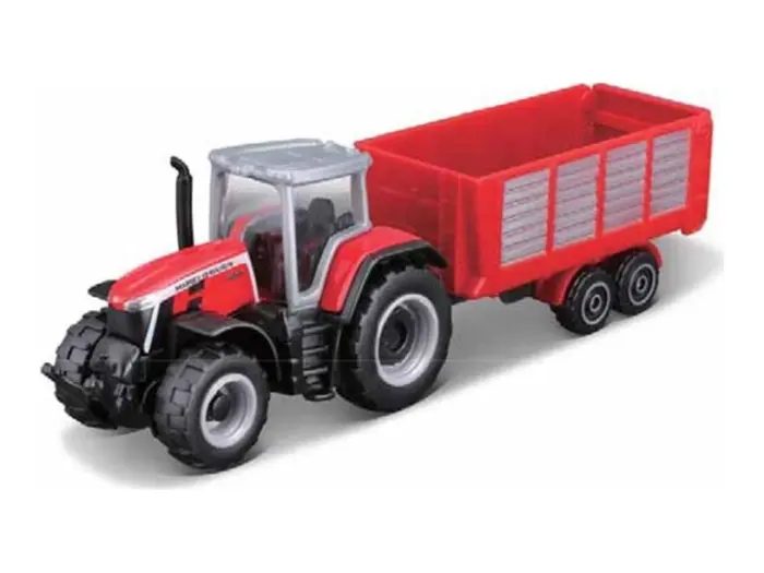 Maisto Mini Work Machines метален трактор 8 cm со приколка, асортиман – слика 4