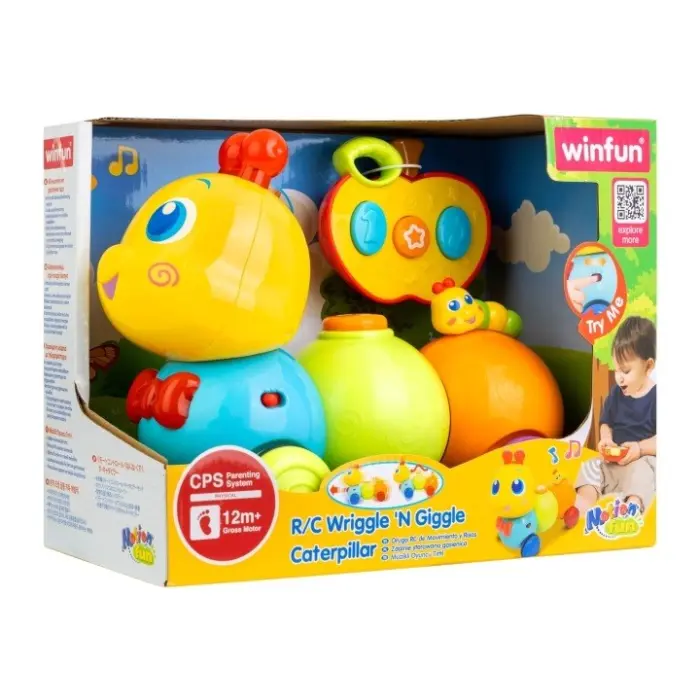 Winfun Гасеница на далечинско Wriggle 'N Giggle, со далечински во облик на јаболко – слика 2