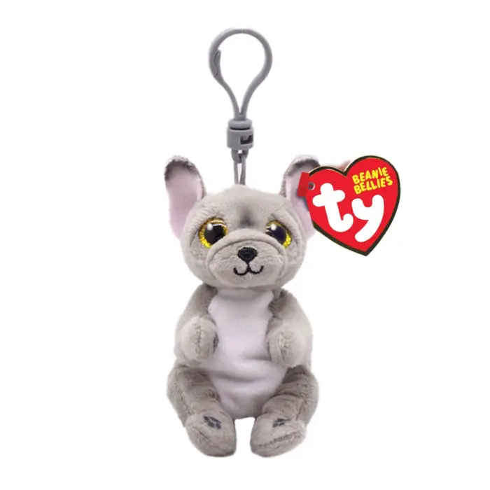 Ty Beanie Bellies плишан приврзок сиво кученце Wilfred со клипс
