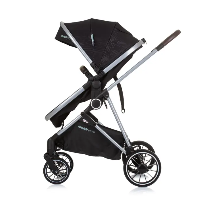 Baby Stroller AURA- Obsidian/Silver