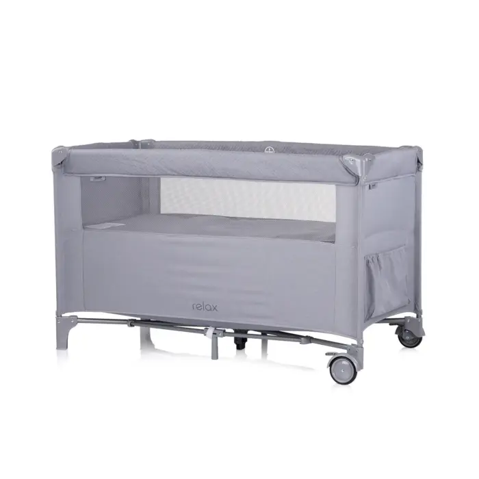Chipolino Мобилно креветче Relax со спуштлива страна и 2 нивоа, Cloud Grey (сива) – слика 3