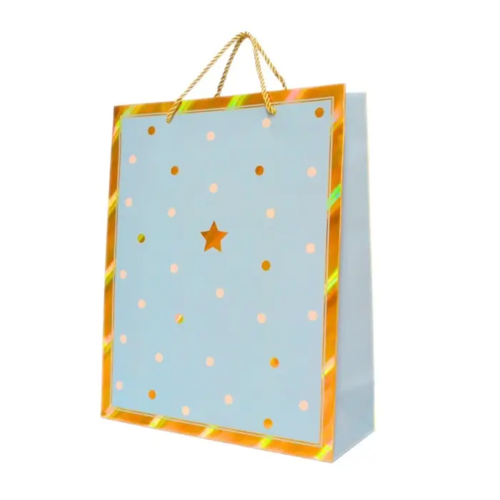 Qese dekorative dhuratash me pika dhe yll, 26 x 32 x 10 cm – foto 2